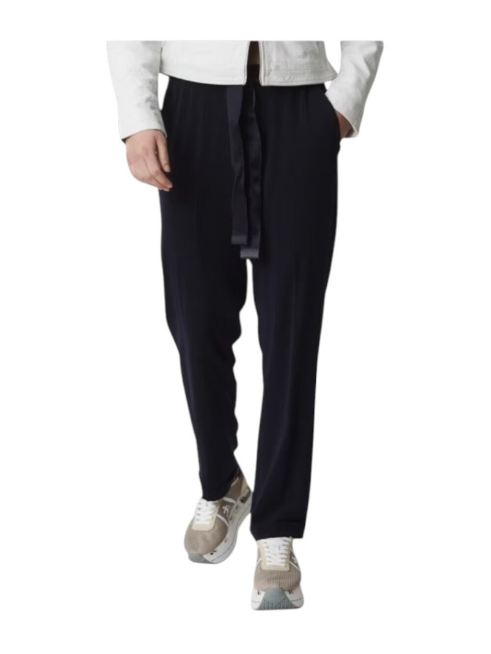 Via Masini 80 Firenze Tie Waist Trousers Made Italy Womens 42 US 6 P19M690B